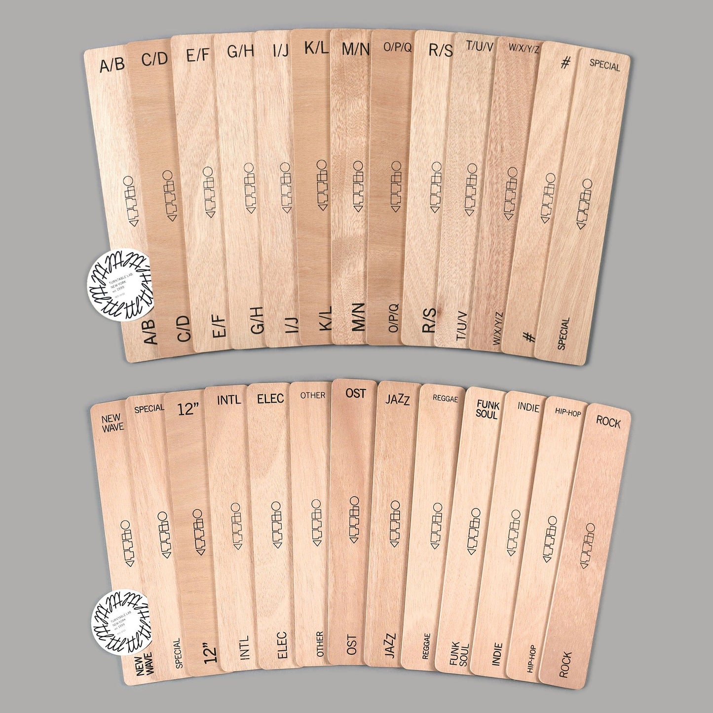 Turntable Lab: Wooden LP Dividers For Vinyl Records - Genre